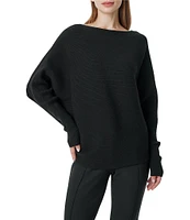 Greige Boat Neck Long Dolman Sleeve Sweater