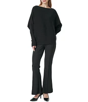 Greige Boat Neck Long Dolman Sleeve Sweater