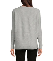 Greige Boat Neckline Long Dolman Sleeve Lurex Sweater