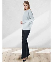 Greige Boat Neckline Long Dolman Sleeve Lurex Sweater