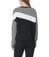 Greige Crewneck Striped Long Sleeve Sweater