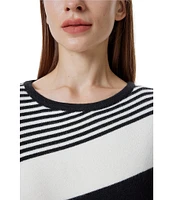 Greige Crewneck Striped Long Sleeve Sweater