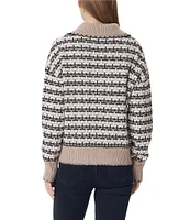 Greige Stitch Collar Long Sleeve Sweater