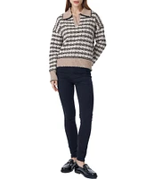 Greige Stitch Collar Long Sleeve Sweater