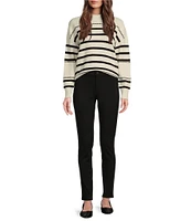 Greige Stripe Stand Neck Long Sleeve Sweater