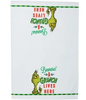 Grinch Collection #double;Beware A Grinch Lives Here#double; Tea Towel