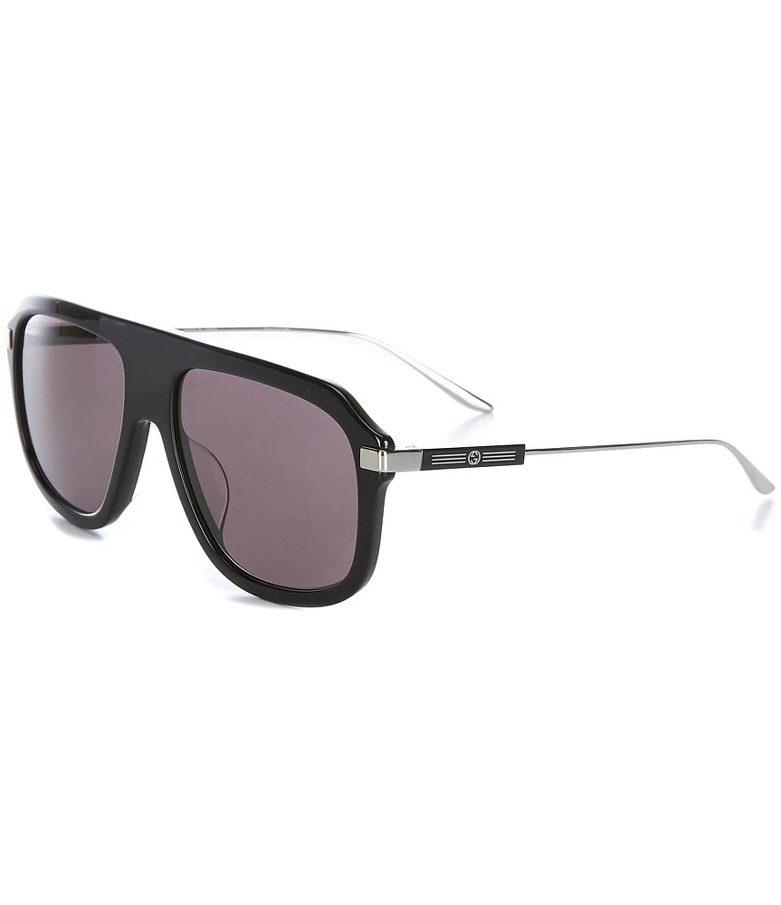 Gucci Men's Back To Web 57mm Shield Sunglasses