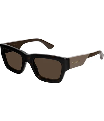 Gucci Men's Oblique 52mm Havana Square Sunglasses