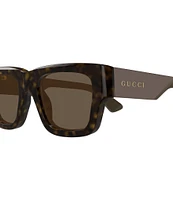 Gucci Men's Oblique 52mm Havana Square Sunglasses