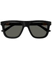 Gucci Men's Web Ingot 54mm Square Sunglasses