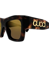 Gucci Unisex Fashion Show 52mm Havana Square Sunglasses