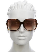 Gucci Women's GG1448SA Petite Web 59mm Havana Square Sunglasses