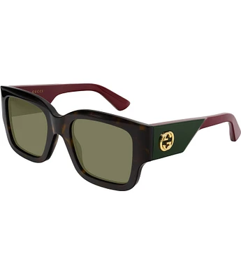 Gucci Women's Oblique 52mm Havana Square Sunglasses