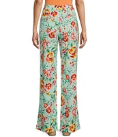 Guess Adele High Rise Floral Print Straight Leg Pants