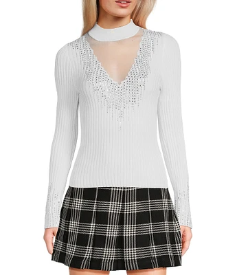 Guess Alice Rhinestone-Embellished High Neck Sweater