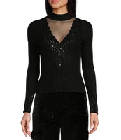 Guess Alice Rhinestone-Embellished High Neck Sweater