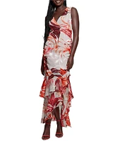 Guess Ava Sleeveless Asymmetrical Hem Long Dress