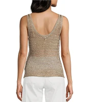 Guess Ava Sleeveless Sequin-Embellished Open-Stitch Tank Top