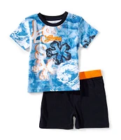 Guess Baby Boys 3-24 Months Short Sleeve Postcard-Printed T-Shirt & Coordinating Pull-On Shorts Set