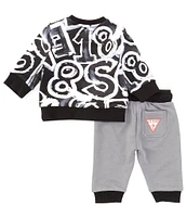 Guess Baby Boys Newborn-24 Months French Terry Logo Sweatshirt & Jogger Pants 2-Piece Set