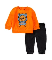 Guess Baby Boys Newborn-24 Months Long-Sleeve Bear French Terry Sweatshirt & Denim-Look Knit Pant Set