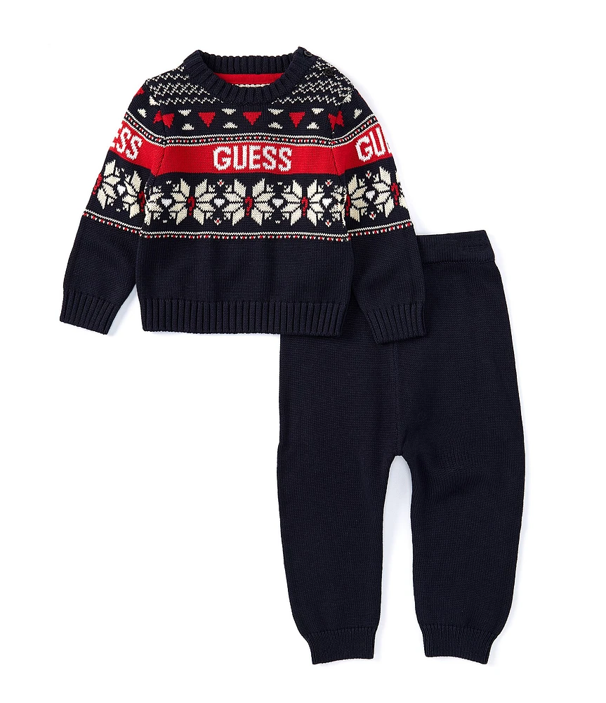 Guess Baby Boys Newborn-24 Months Long-Sleeve Fairisle Sweater & Solid Sweater Pant Set