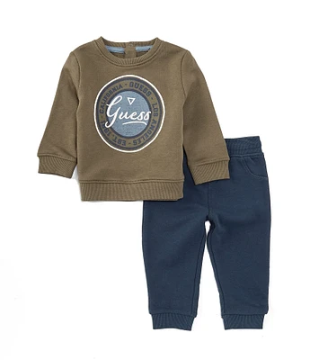 Guess Baby Boys Newborn-24 Months Long-Sleeve Logo Graphic Sweatshirt & Coordinating Jogger Pants Set