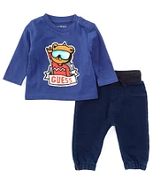 Guess Baby Boys Newborn-24 Months Long Sleeve Snowboard Bear Sweatshirt & Jogger Pants 2-Piece Set