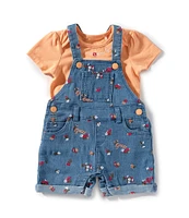 Guess Baby Girls 3-24 Months Bodysuit & Stretch Denim Knit Shortall Set