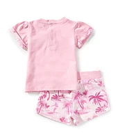 Guess Baby Girls 3-24 Months Sparkle Guess Embroidered Short Sleeve T-Shirt & Short Set
