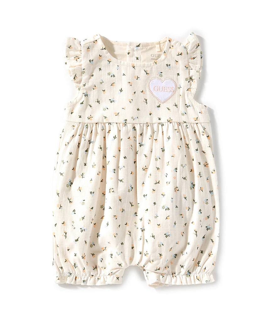 Guess Baby Girls Newborn-12 Months Printed Flutter Sleeve Bubble Shortall