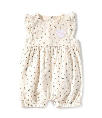 Guess Baby Girls Newborn-12 Months Printed Flutter Sleeve Bubble Shortall