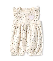 Guess Baby Girls Newborn-12 Months Printed Flutter Sleeve Bubble Shortall