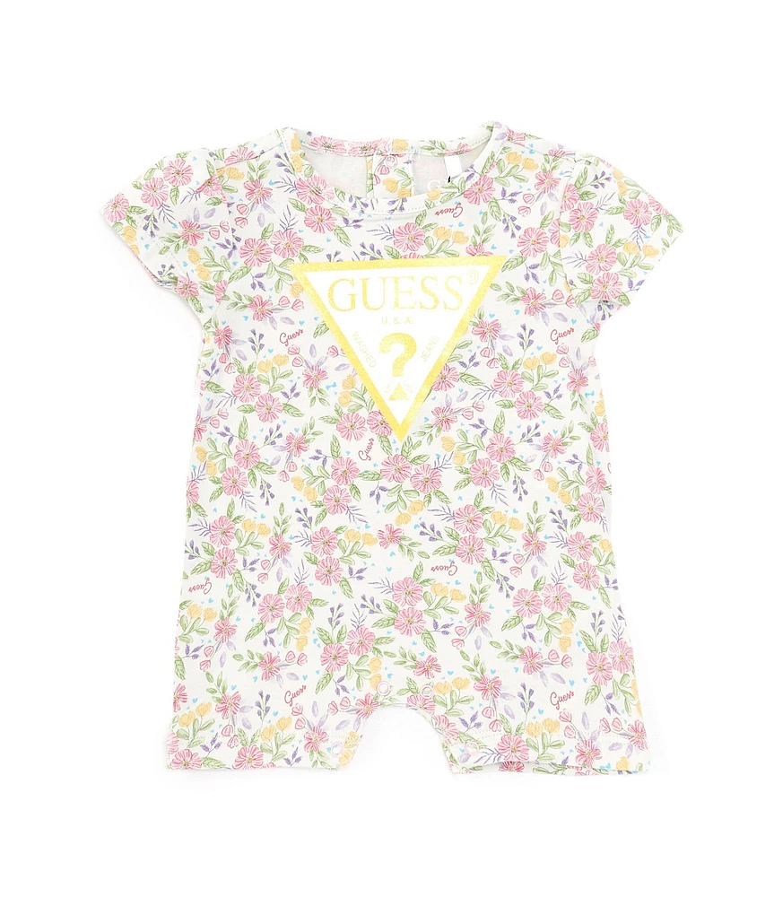 Guess Baby Girls Newborn-12 Months Short Sleeve Floral Printed Romper