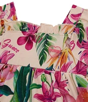 Guess Baby Girls Newborn-12 Months Short Sleeve Tropical Print Dress Bodysuit