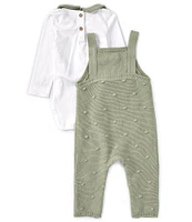 Guess Baby Girls Newborn-12 Months Sleeveless Textured Romper & Long-Sleeve Jersey Bodysuit Set