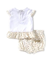 Guess Baby Girls Newborn-24 Months Floral Print Flutter Sleeve Top, French Terry Shorts & Hat Set