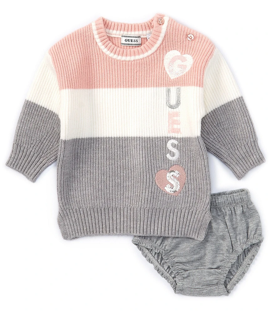 Guess Baby Girls Newborn-24 Months Long Sleeve Color Block Sweatshirt Dress