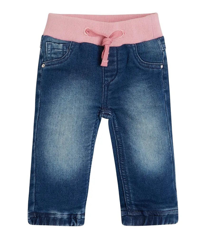 Guess Baby Girls Newborn-24 Months Ribbed-Waist Denim Jogger Pants