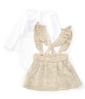 Guess Baby Girls Newborn-24 Months Ruffle-Shoulder Printed Jumper Dress & Long Sleeve Padded-Patch Applique Bodysuit