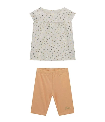 Guess Baby Girls Newborn-24 Months Short Sleeve Ditsy Floral Printed Top & Legging 2-Piece Set