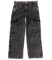 Guess Big Boys 8-18 Acid Wash Black Denim Cargo Pants