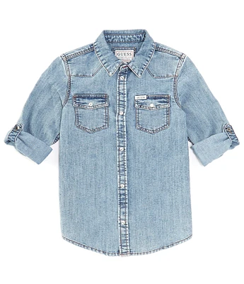 Guess Big Boys 8-18 Long Sleeve Button-Up Denim Shirt