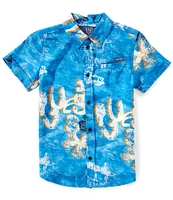 Guess Big Boys 8-18 Short Sleeve Graphic Button Down Shirt