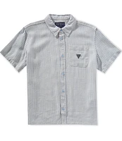 Guess Big Boys 8-18 Short Sleeve Oversized Stripe Viscose Linen Shirt
