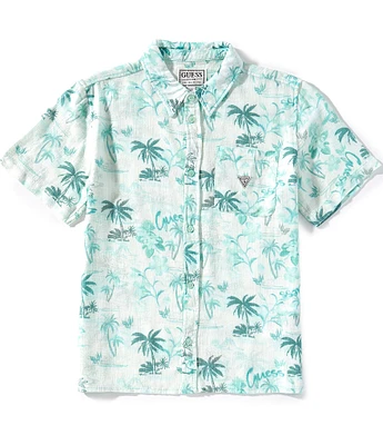 Guess Big Boys 8-18 Short Sleeve Oversized Palm Tree Viscose Linen Shirt