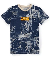 Guess Big Boys 8-18 Short Sleeve Logo Palm T-Shirt