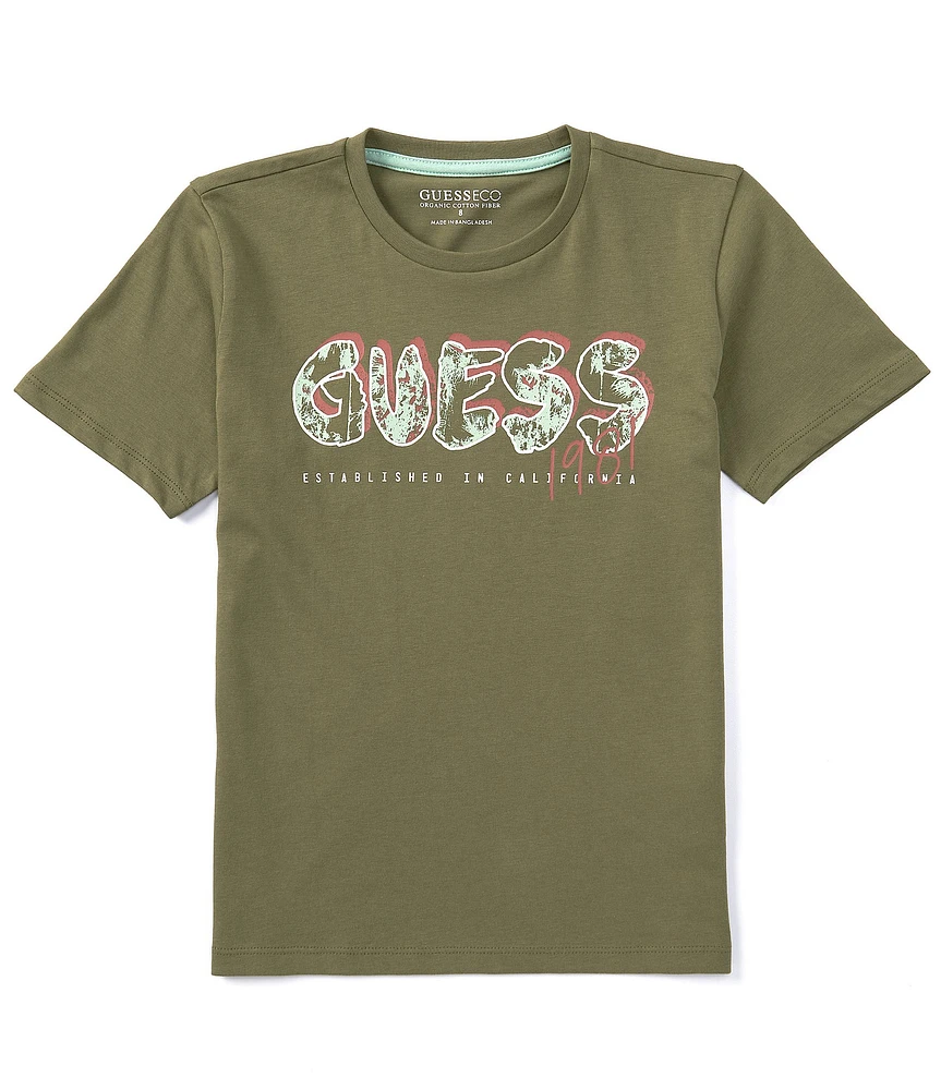 Guess Big Boys 8-18 Short Sleeve Screen Print Guess Logo T-Shirt