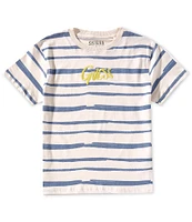 Guess Big Boys 8-18 Short Sleeve Striped Embossed Guess Logo T-Shirt