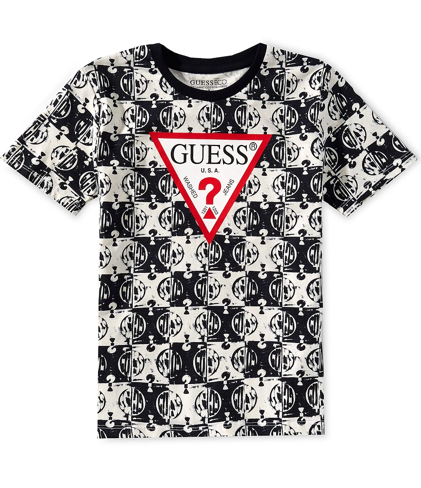 Guess Big Boys 8-18 Short Sleeve Checker Guess Logo T-Shirt